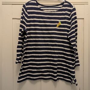 Old Navy Stripped Navy/White Long Sleeve top w/ Embroidered Parrot-XL
